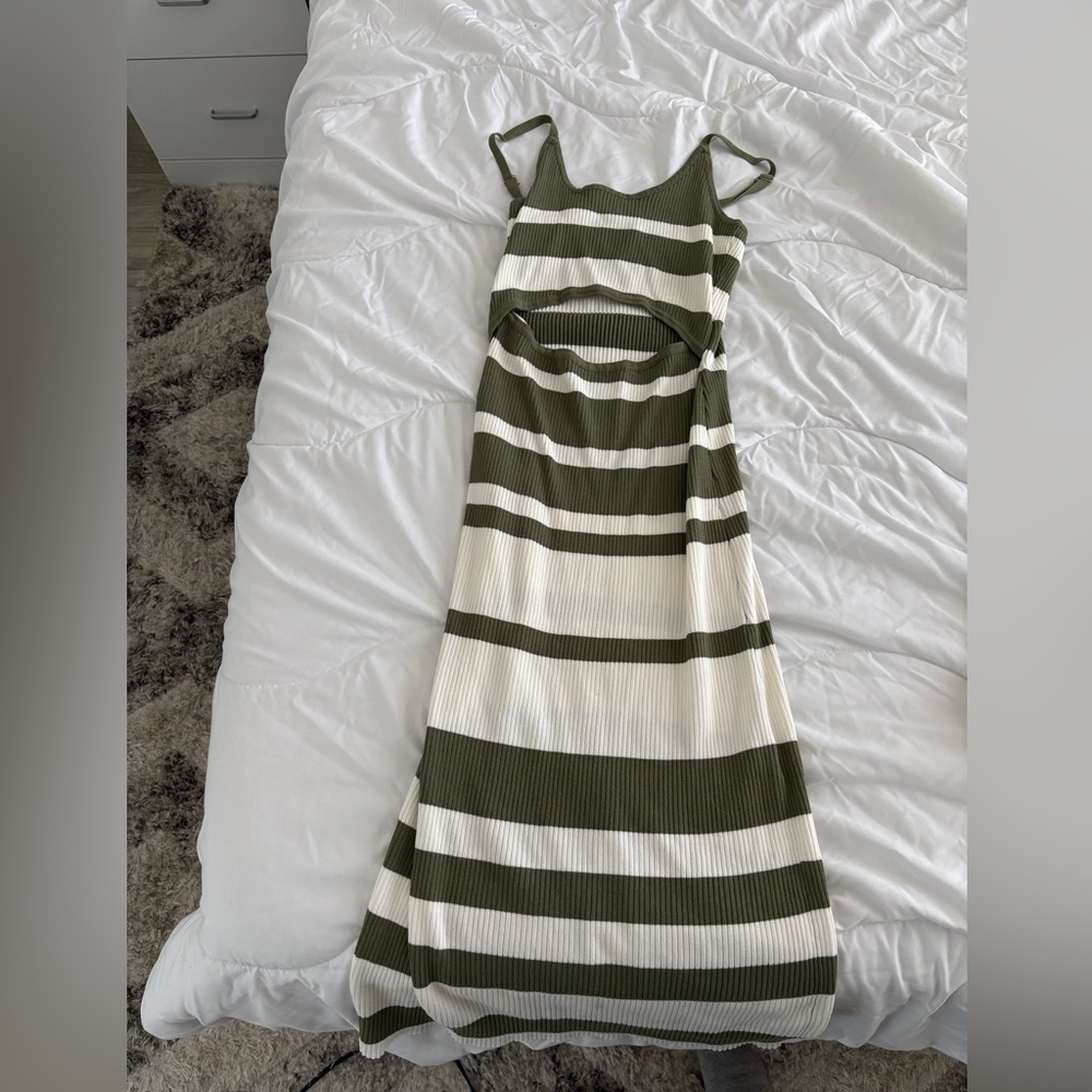 Lulus Green and White Stripped Dress